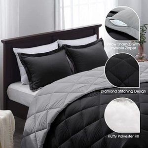 New Queen or King Size Comforter Set -  Reversible Down Alternative